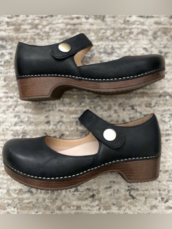 Dansko Shoes - Dansko Beatrice Black Burnished Nubuck Mary Janes Clogs 39 Size 8.5-9